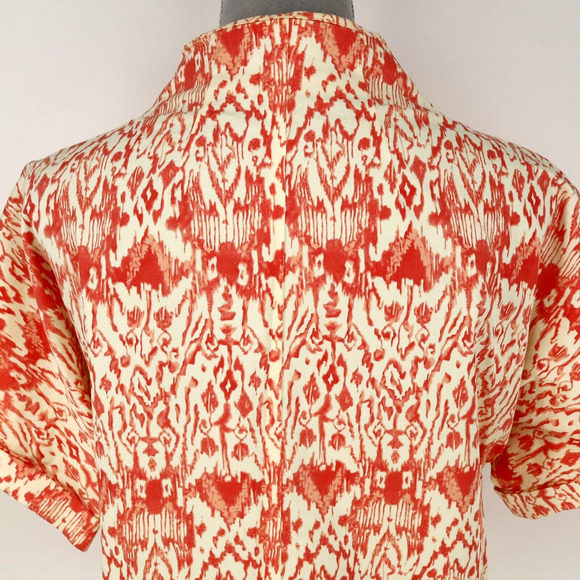 Cache Jacket Womens Small Ivory Orange Stretch Cotton Pockets Snaps Career - Picture 9 of 15